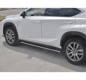 16 649 р. Пороги труба 75х42 Russtal (овал с проступью) Lexus NX300h Z10 дорестайлинг (2014-2017)  с доставкой в г. Кемерово. Увеличить фотографию 2