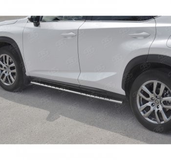 16 649 р. Пороги труба 75х42 Russtal (овал с проступью) Lexus NX300h Z10 дорестайлинг (2014-2017)  с доставкой в г. Кемерово. Увеличить фотографию 3