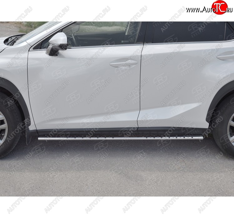 16 649 р. Пороги труба 75х42 Russtal (овал с проступью) Lexus NX300h Z10 дорестайлинг (2014-2017)  с доставкой в г. Кемерово
