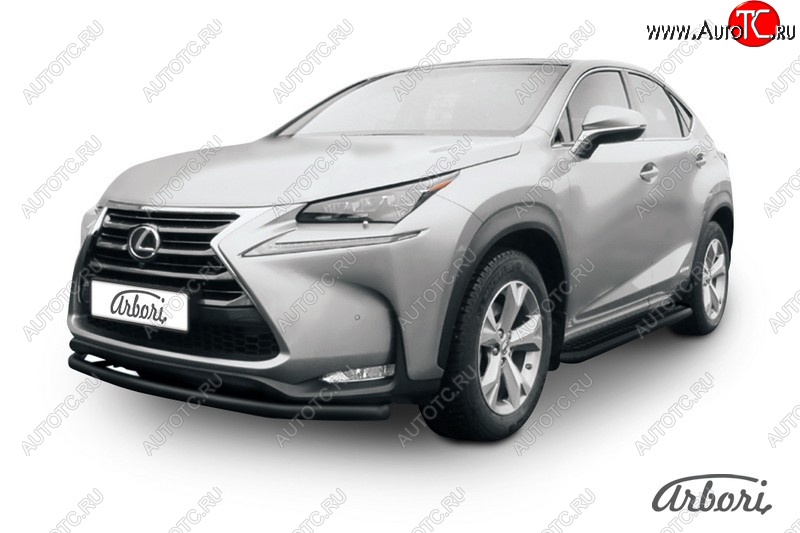 7 019 р. Защита переднего бампера Arbori (радиусная, черная, 1 труба d57 mm). Lexus NX300h Z10 дорестайлинг (2014-2017)  с доставкой в г. Кемерово