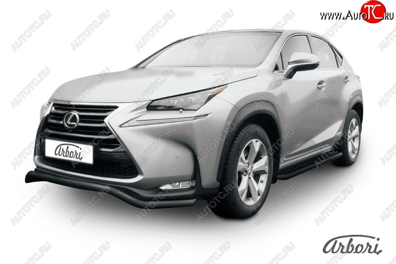 7 559 р. Защита переднего бампера Arbori (волна, черная, 1 труба d57 mm). Lexus NX300h Z10 дорестайлинг (2014-2017)  с доставкой в г. Кемерово