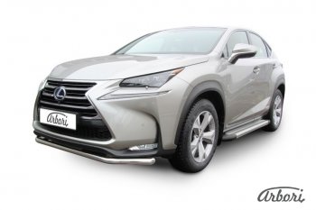16 559 р. Защита переднего бампера Arbori (нержавейка, 1 труба d57 mm).  Lexus NX300h  Z10 (2014-2017) дорестайлинг  с доставкой в г. Кемерово. Увеличить фотографию 2