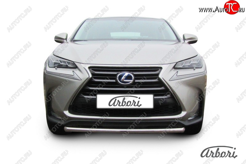 8 549 р. Защита переднего бампера Arbori (короткая, нержавейка, 1 труба d57 mm). Lexus NX300h Z10 дорестайлинг (2014-2017)  с доставкой в г. Кемерово