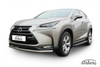 13 319 р. Защита переднего бампера Arbori (радиусная, нержавейка, 1 труба d57 mm). Lexus NX300h Z10 дорестайлинг (2014-2017)  с доставкой в г. Кемерово. Увеличить фотографию 2