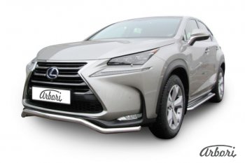 14 363 р. Защита переднего бампера Arbori (волна, нержавейка, 1 труба d57 mm). Lexus NX300h Z10 дорестайлинг (2014-2017)  с доставкой в г. Кемерово. Увеличить фотографию 2