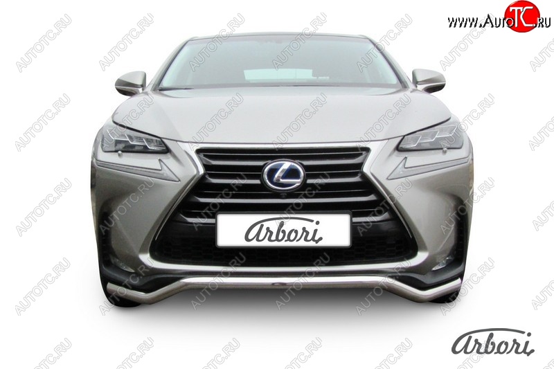 14 363 р. Защита переднего бампера Arbori (волна, нержавейка, 1 труба d57 mm). Lexus NX300h Z10 дорестайлинг (2014-2017)  с доставкой в г. Кемерово
