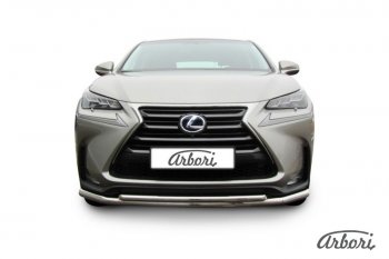 15 029 р. Защита переднего бампера Arbori (нержавейка, 2 трубы d57 и 42 mm) Lexus NX300h Z10 дорестайлинг (2014-2017)  с доставкой в г. Кемерово. Увеличить фотографию 2