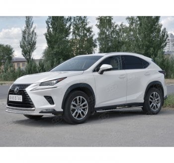 15 849 р. Защита переднего бампера (Ø42 мм, нержавейка) SLITKOFF  Lexus NX300h  Z10 (2014-2017) дорестайлинг  с доставкой в г. Кемерово. Увеличить фотографию 1