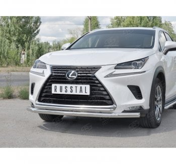 20 549 р. Защита переднего бампера (2 трубы Ø63 и 42 мм, нержавейка) SLITKOFF  Lexus NX300h  Z10 (2014-2017) дорестайлинг  с доставкой в г. Кемерово. Увеличить фотографию 3