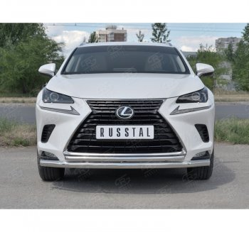 20 549 р. Защита переднего бампера (2 трубы Ø63 и 42 мм, нержавейка) SLITKOFF  Lexus NX300h  Z10 (2014-2017) дорестайлинг  с доставкой в г. Кемерово. Увеличить фотографию 4