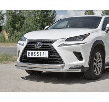 15 799 р. Защита переднего бампера (2 трубы Ø63 и 75х42 мм, нержавейка) Russtal Lexus NX300h Z10 дорестайлинг (2014-2017)  с доставкой в г. Кемерово. Увеличить фотографию 3