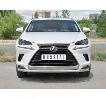 15 799 р. Защита переднего бампера (2 трубы Ø63 и 75х42 мм, нержавейка) Russtal Lexus NX300h Z10 дорестайлинг (2014-2017)  с доставкой в г. Кемерово. Увеличить фотографию 4
