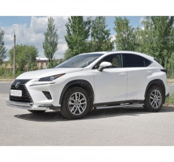 Защита переднего бампера (2 трубы Ø63 и 75х42 мм, нержавейка) Russtal Lexus NX300h Z10 дорестайлинг (2014-2017)