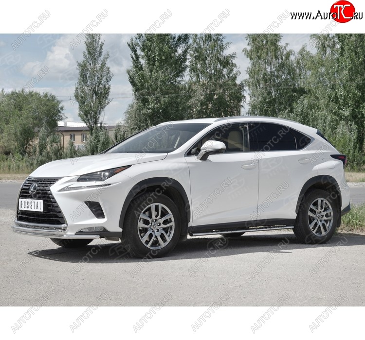 18 949 р. Защита переднего бампера (2 трубы Ø42 мм, нержавейка) SLITKOFF  Lexus NX300h  Z10 (2014-2017) дорестайлинг  с доставкой в г. Кемерово