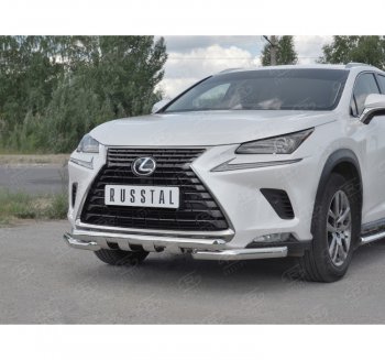 25 599 р. Защита переднего бампера (Ø63 мм с клыками, нержавейка) SLITKOFF  Lexus NX300h  Z10 (2014-2017) дорестайлинг  с доставкой в г. Кемерово. Увеличить фотографию 3