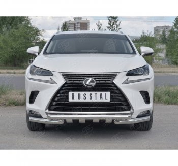 25 599 р. Защита переднего бампера (Ø63 мм с клыками, нержавейка) SLITKOFF  Lexus NX300h  Z10 (2014-2017) дорестайлинг  с доставкой в г. Кемерово. Увеличить фотографию 4