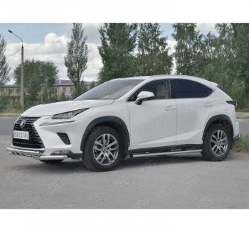 25 599 р. Защита переднего бампера (Ø63 мм с клыками, нержавейка) SLITKOFF  Lexus NX300h  Z10 (2014-2017) дорестайлинг  с доставкой в г. Кемерово. Увеличить фотографию 1