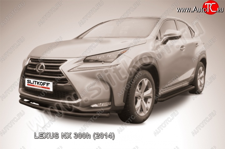 9 449 р. Защита переднего бампера из трубы d57 Slitkoff (радиусная)  Lexus NX300h  Z10 (2014-2017) дорестайлинг (Цвет: серебристый)  с доставкой в г. Кемерово