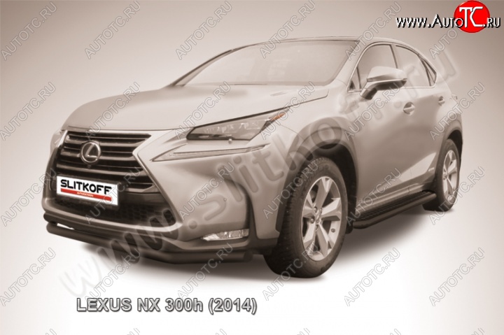 8 999 р. Защита переднего бампера из трубы d57 Slitkoff (дуга)  Lexus NX300h  Z10 (2014-2017) дорестайлинг (Цвет: серебристый)  с доставкой в г. Кемерово