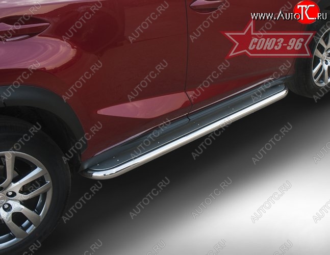20 249 р. Защита порогов с листом F-Sport Souz-96 (d60). Lexus NX200 Z10 дорестайлинг (2014-2017)  с доставкой в г. Кемерово