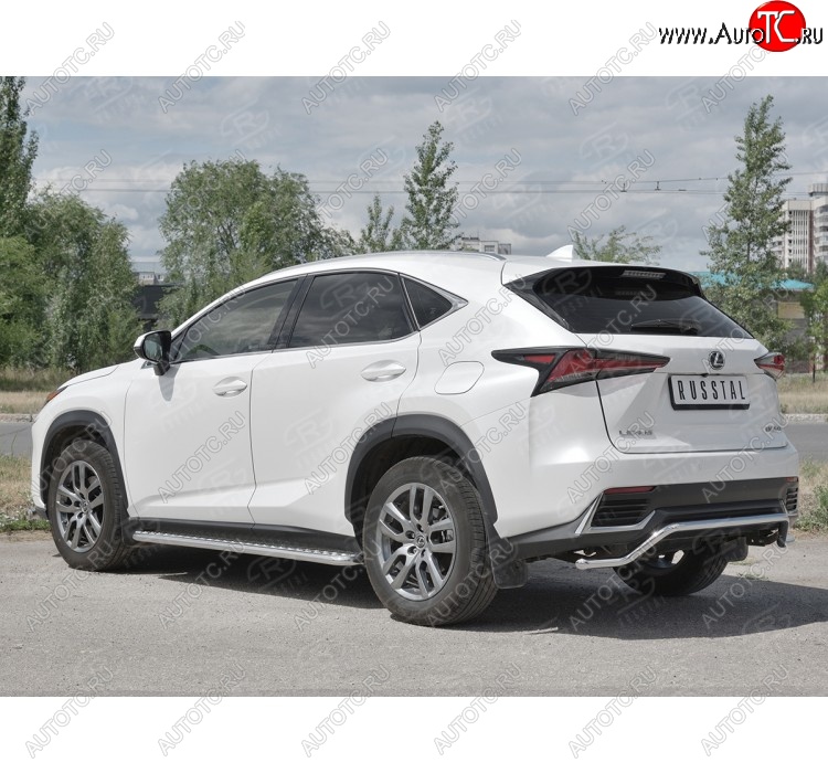 15 999 р. Защита заднего бампера (Ø42 мм волна, нержавейка) SLITKOFF  Lexus NX300h  Z10 (2014-2017) дорестайлинг  с доставкой в г. Кемерово