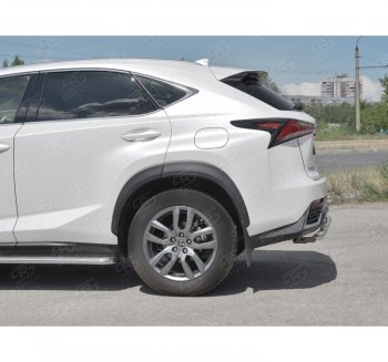 19 699 р. Защита заднего бампера (2 трубы Ø63 и 42 мм, нержавейка) SLITKOFF  Lexus NX300h  Z10 (2014-2017) дорестайлинг  с доставкой в г. Кемерово. Увеличить фотографию 2