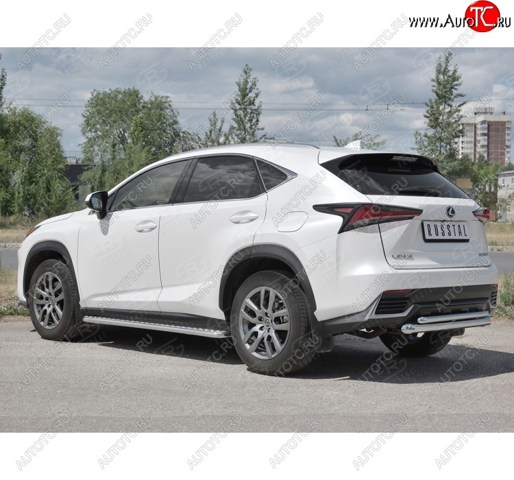 19 699 р. Защита заднего бампера (2 трубы Ø63 и 42 мм, нержавейка) SLITKOFF  Lexus NX300h  Z10 (2014-2017) дорестайлинг  с доставкой в г. Кемерово