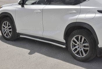 Защита порогов на SLITKOFF (труба d63) нержавейка Lexus NX300h  Z10 (2014-2017) дорестайлинг