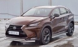 18 799 р. Защита переднего бампера (2 трубыØ63 и 42 мм, нержавейка) SLITKOFF Lexus NX200 Z10 дорестайлинг (2014-2017)  с доставкой в г. Кемерово. Увеличить фотографию 2
