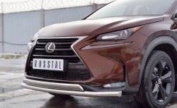 14 349 р. Защита переднего бампера (2 трубыØ63 и 75х42 мм, нержавейка) Russtal Lexus NX200 Z10 дорестайлинг (2014-2017)  с доставкой в г. Кемерово. Увеличить фотографию 4