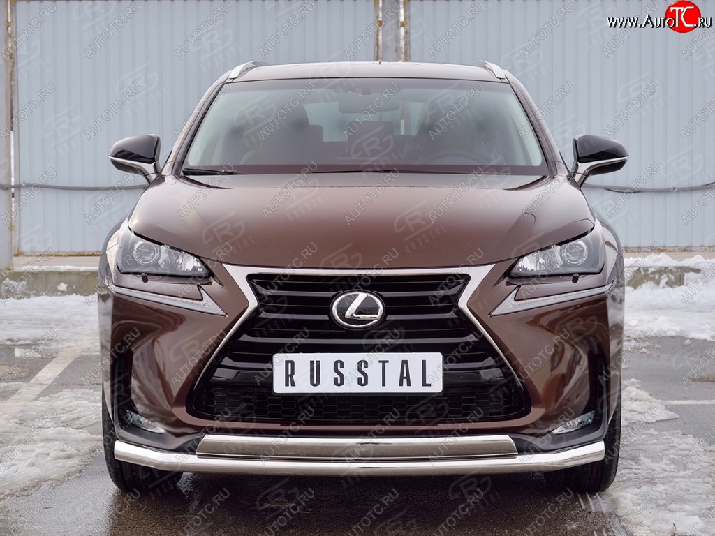 14 349 р. Защита переднего бампера (2 трубыØ63 и 75х42 мм, нержавейка) Russtal Lexus NX200 Z10 дорестайлинг (2014-2017)  с доставкой в г. Кемерово