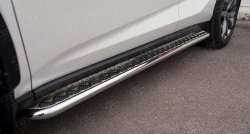 24 649 р. Порожки для ног (Ø42) SLITKOFF  Lexus NX200  Z10 (2014-2017) дорестайлинг (лист - алюминий, профиль - нержавейка)  с доставкой в г. Кемерово. Увеличить фотографию 3