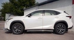 21 599 р. Защита порогов из круглой трубы диаметром 63 мм SLITKOFF Lexus NX200 Z10 дорестайлинг (2014-2017)  с доставкой в г. Кемерово. Увеличить фотографию 2