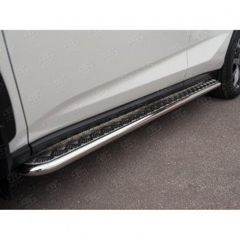 22 999 р. Широкая защита порогов с трубой диаметром 42 мм SLITKOFF v2  Lexus NX200  Z10 (2014-2017) дорестайлинг  с доставкой в г. Кемерово. Увеличить фотографию 2