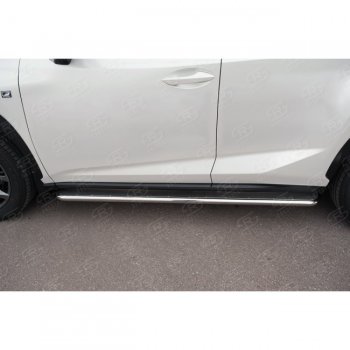Широкая защита порогов с трубой диаметром 42 мм SLITKOFF v3 Lexus NX200  Z10 (2014-2017) дорестайлинг