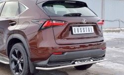 17 599 р. Защита заднего бампера (Ø42 мм с надписью, нержавейка) SLITKOFF Lexus NX200 Z10 дорестайлинг (2014-2017)  с доставкой в г. Кемерово. Увеличить фотографию 4