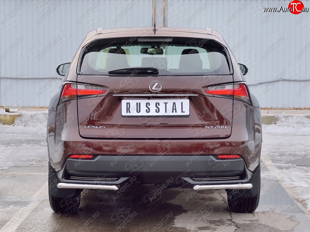 14 549 р. Защита заднего бампера (Ø42 мм уголки, нержавейка) SLITKOFF  Lexus NX200  Z10 (2014-2017) дорестайлинг  с доставкой в г. Кемерово