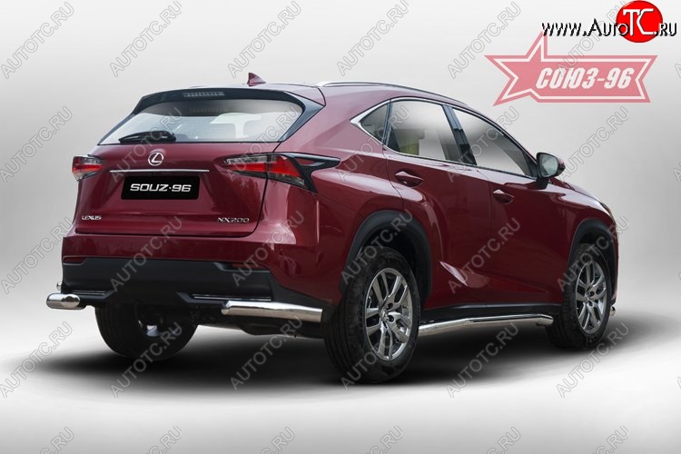 13 679 р. Угловая защита заднего бампера (d60) ( одна выхлопная труба ) Souz-96 Lexus NX200 Z10 дорестайлинг (2014-2017)  с доставкой в г. Кемерово
