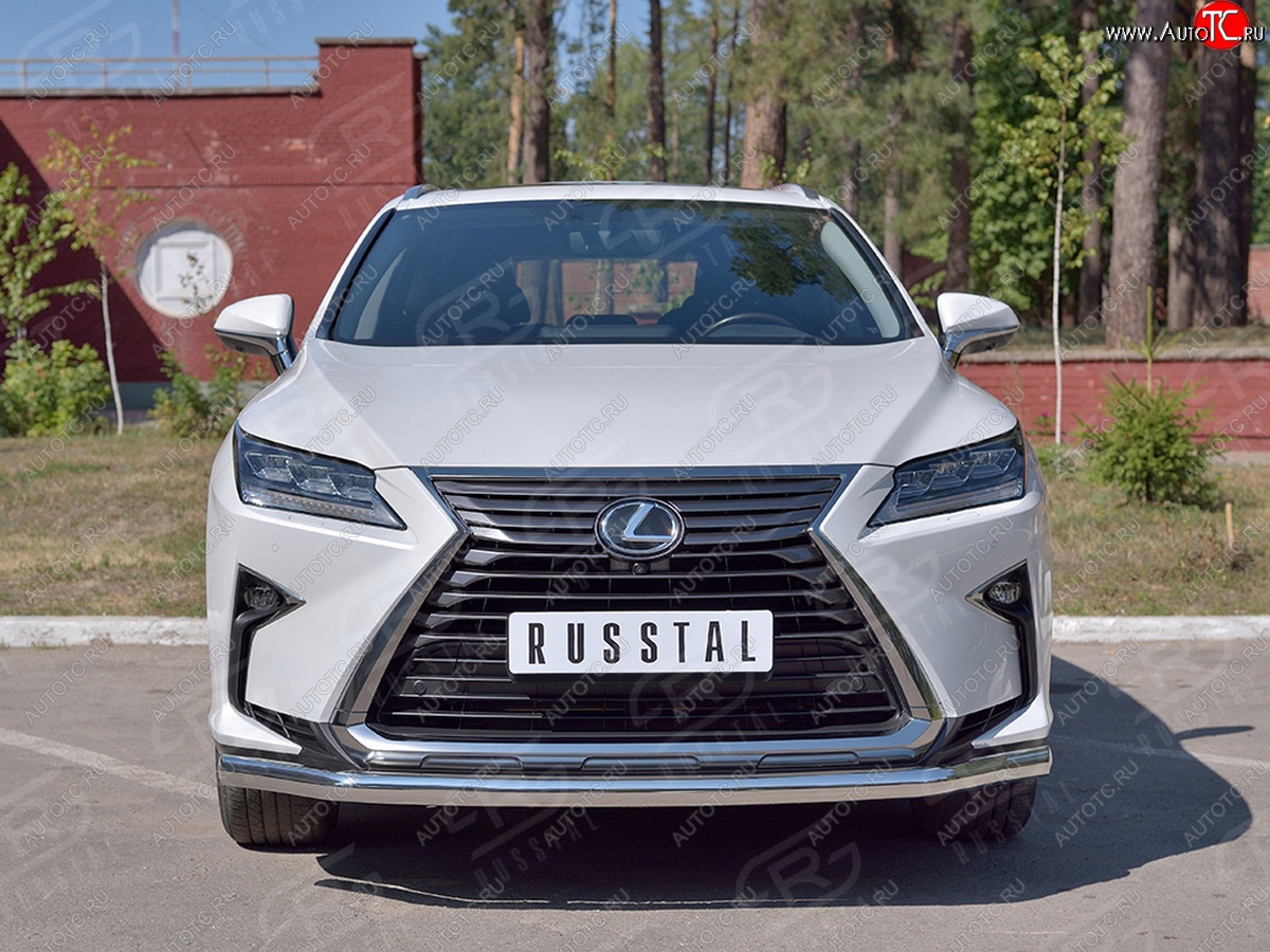 19 299 р. Защита переднего бампера (Ø63 мм, нержавейка, кроме F-Sport) SLITKOFF Lexus RX350L AL20 дорестайлинг (2017-2019)  с доставкой в г. Кемерово