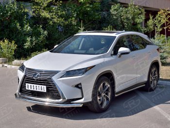 19 299 р. Защита переднего бампера (Ø63 мм, нержавейка, кроме F-Sport) SLITKOFF Lexus RX350L AL20 дорестайлинг (2017-2019)  с доставкой в г. Кемерово. Увеличить фотографию 2