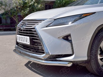 19 299 р. Защита переднего бампера (Ø63 мм, нержавейка, кроме F-Sport) SLITKOFF Lexus RX350L AL20 дорестайлинг (2017-2019)  с доставкой в г. Кемерово. Увеличить фотографию 4
