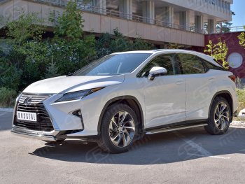 13 999 р. Защита переднего бампера (Ø75х42 мм, нержавейка, кроме F-Sport) Russtal Lexus RX350L AL20 дорестайлинг (2017-2019)  с доставкой в г. Кемерово. Увеличить фотографию 2