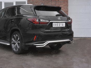 15 799 р. Защита заднего бампера (Ø42 мм волна, нержавейка, NOT F-SPORT) SLITKOFF  Lexus RX350L  AL20 (2017-2022) дорестайлинг, рестайлинг  с доставкой в г. Кемерово. Увеличить фотографию 2