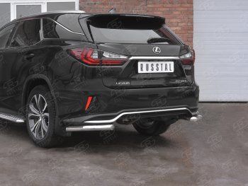 Защита заднего бампера (Ø63 уголки, нержавейка, NOT F-SPORT) SLITKOFF Lexus RX350L  AL20 (2017-2022) дорестайлинг, рестайлинг