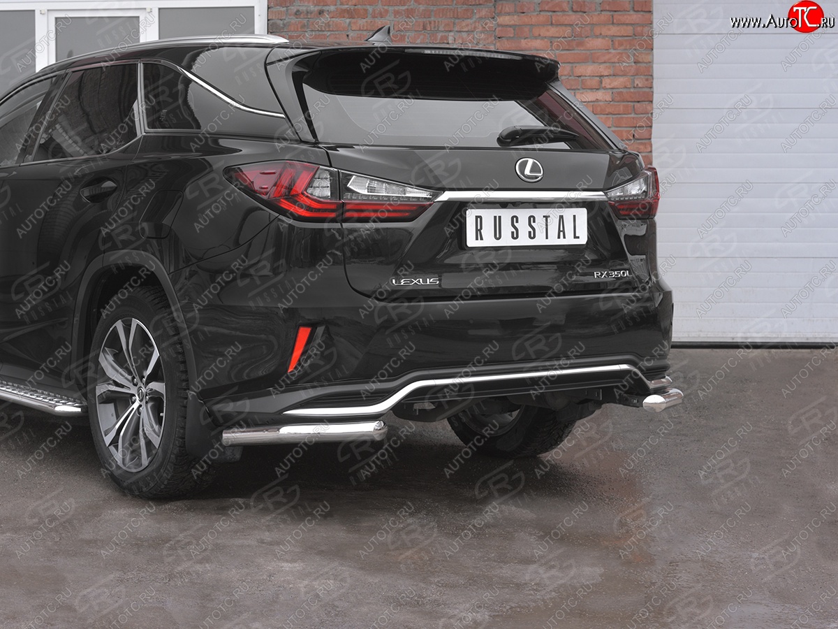 17 949 р. Защита заднего бампера (Ø63 уголки, нержавейка, NOT F-SPORT) SLITKOFF  Lexus RX350L  AL20 (2017-2022) дорестайлинг, рестайлинг  с доставкой в г. Кемерово