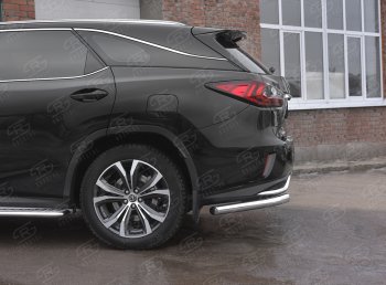 17 949 р. Защита заднего бампера (Ø63 уголки, нержавейка, NOT F-SPORT) SLITKOFF  Lexus RX350L  AL20 (2017-2022) дорестайлинг, рестайлинг  с доставкой в г. Кемерово. Увеличить фотографию 2