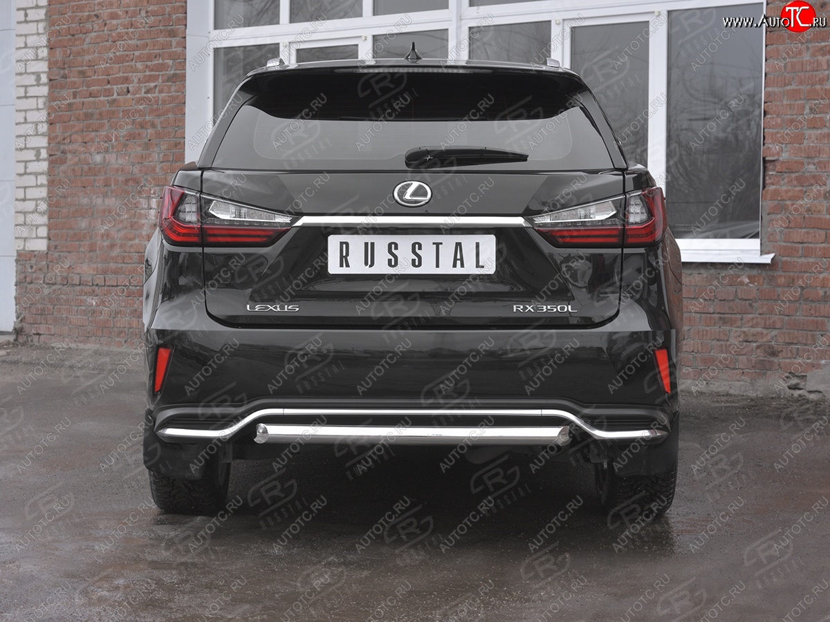 17 999 р. Защита заднего бампера (Ø63 мм, нержавейка, NOT F-SPORT) SLITKOFF Lexus RX350L AL20 рестайлинг (2019-2022)  с доставкой в г. Кемерово