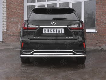 Защита заднего бампера (Ø63 и 42 мм, нержавейка, NOT F-SPORT) SLITKOFF Lexus RX350L  AL20 (2017-2022) дорестайлинг, рестайлинг