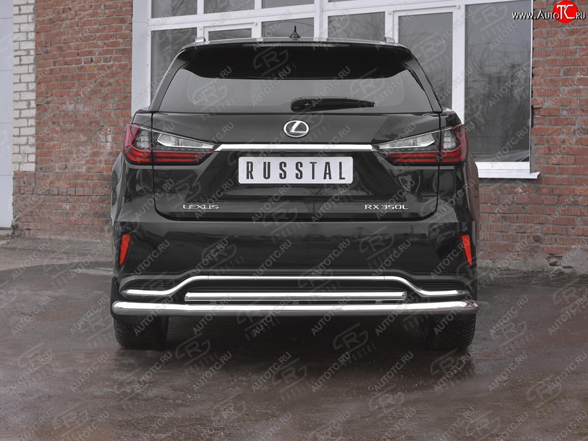 20 599 р. Защита заднего бампера (Ø63 и 42 мм, нержавейка, NOT F-SPORT) SLITKOFF  Lexus RX350L  AL20 (2017-2022) дорестайлинг, рестайлинг  с доставкой в г. Кемерово