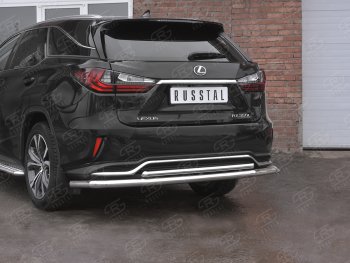20 599 р. Защита заднего бампера (Ø63 и 42 мм, нержавейка, NOT F-SPORT) SLITKOFF  Lexus RX350L  AL20 (2017-2022) дорестайлинг, рестайлинг  с доставкой в г. Кемерово. Увеличить фотографию 2